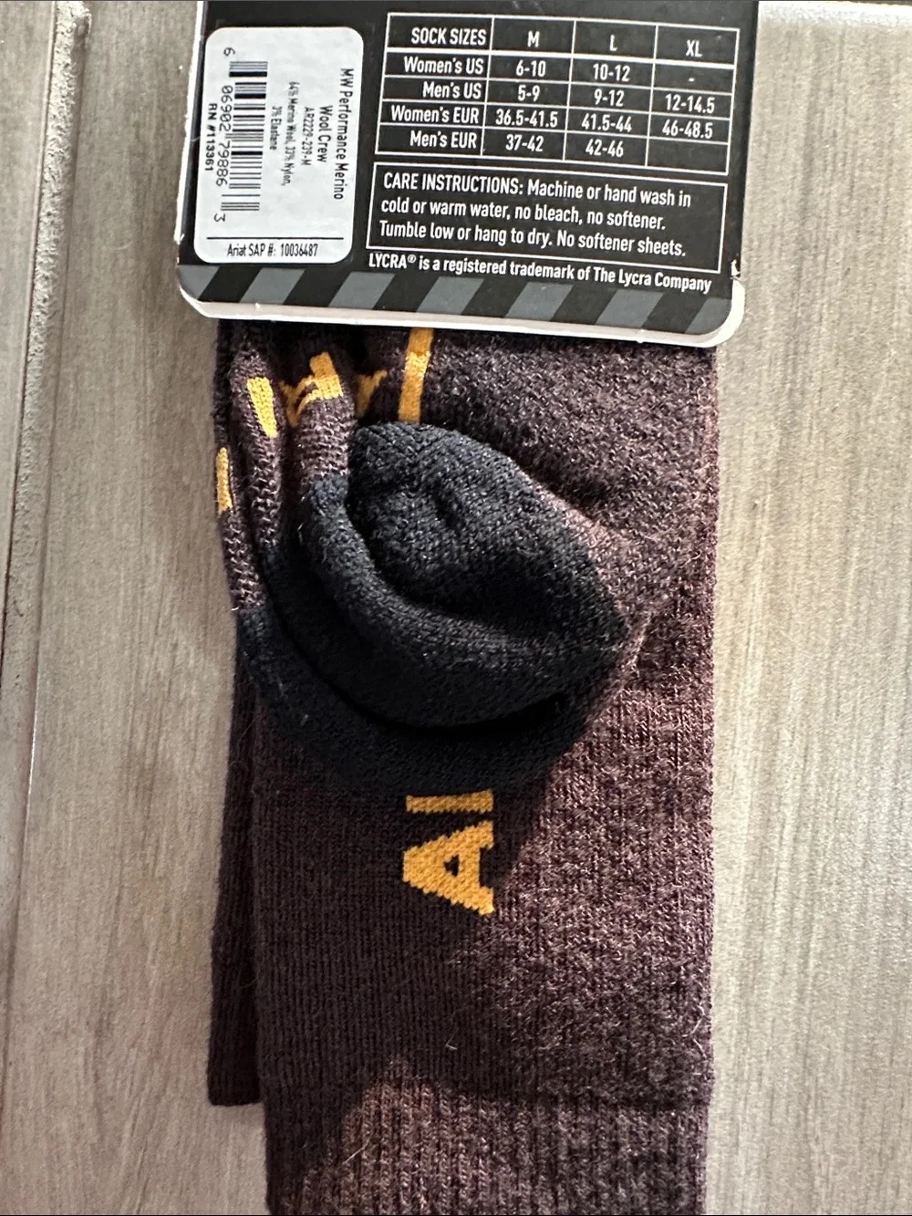 Ariat Black Socks with Gold Logo - Midweight Merino Wool